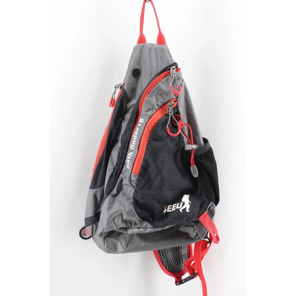 SEEU‎ Backpack Sling Shoulder Bag Path Finder 15 Gray Red Black Hiking Backpack